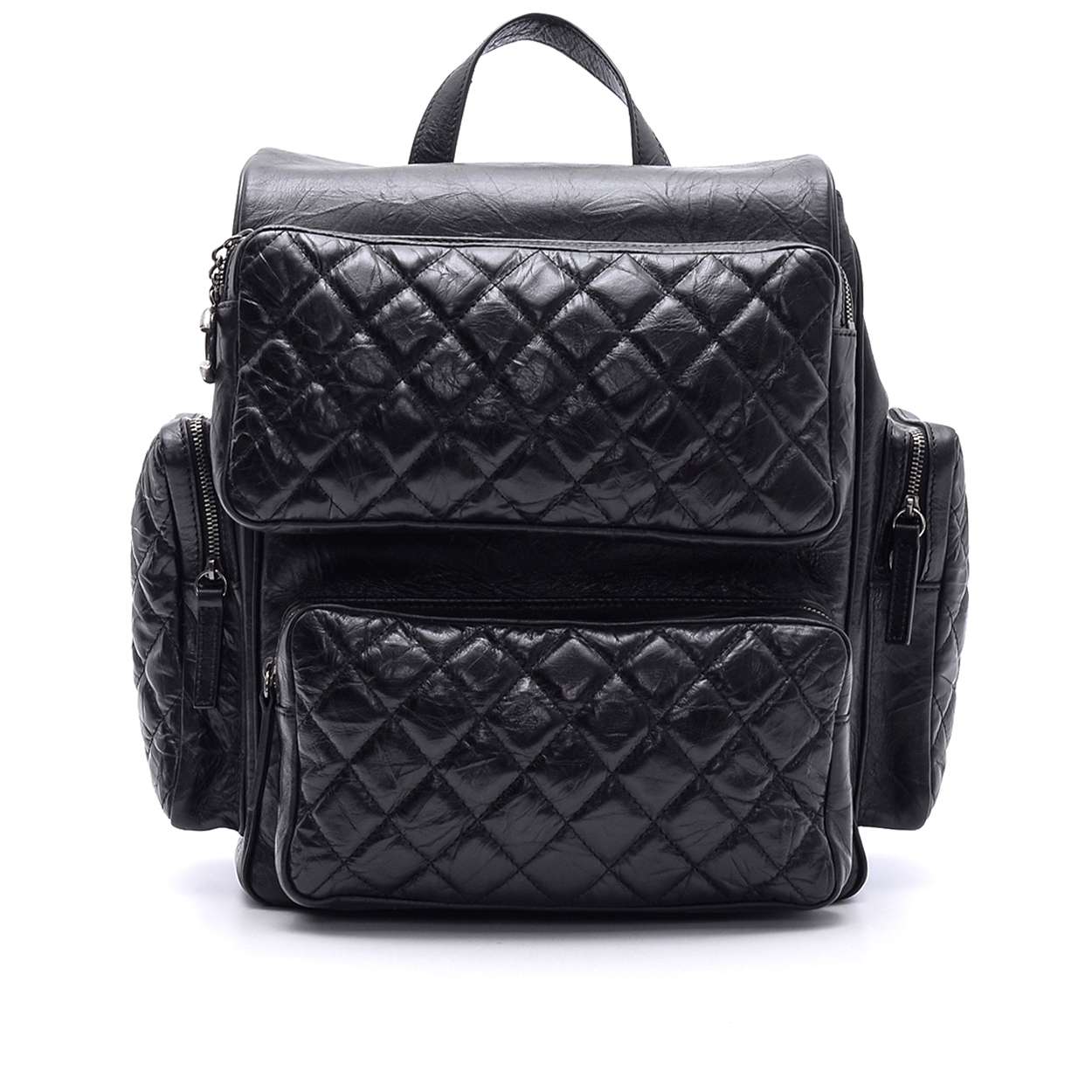 Chanel -  Black Quilted Calfskin Leather Backpack